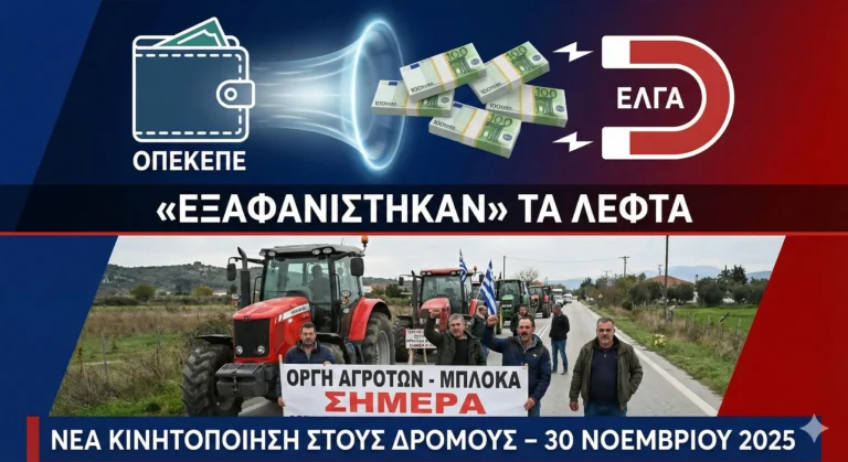 «Εξαφανίστηκαν» τα Λεφτά του ΟΠΕΚΕΠΕ: Ο ΕΛΓΑ «Τράβηξε» την Προκαταβολή – Οργή και Μπλόκα από Σήμερα