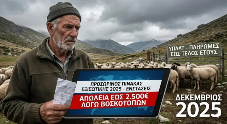 Εξισωτική 2025: Άμεσα οι Πίνακες και οι Ενστάσεις – «Σοκ» για Κτηνοτρόφους που Χάνουν έως 2.500€ λόγω Βοσκοτόπων