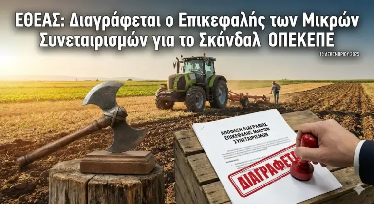 ΕΘΕΑΣ: «Πέλεκυς» και Μηδενική Ανοχή – Διαγράφεται ο Επικεφαλής των Μικρών Συνεταιρισμών για το Σκάνδαλο ΟΠΕΚΕΠΕ