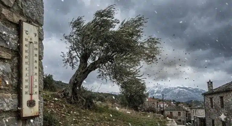 Καιρός: Βουτιά της θερμοκρασίας και βοριάδες 7 μποφόρ – Πού θα χτυπήσει παγετός