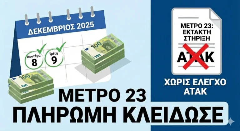 «Κλείδωσε» η Πληρωμή του Μέτρου 23: Από Στιγμή σε Στιγμή οι Πιστώσεις – Χωρίς ΑΤΑΚ ο Έλεγχος, Ποια Είναι τα Τελικά Ποσά