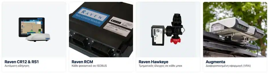Raven CR12 & RS1, Raven RCM, Raven Hawkeye και Augmenta. Πηγή: P J Condellis SA